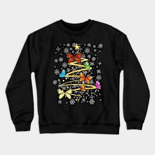 Butterfly Christmas Tree Lights Xmas Butterfly Women Girls Crewneck Sweatshirt